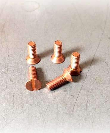 Custom Slotted Flat Copper Machine Screws – 4/40 x 5/16