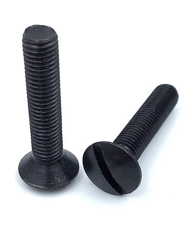 Custom Slotted Round Metric Screws – M7 X 1.0 X 34.5MM In Mild Steel With Black Oxide