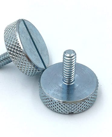 Custom Knurled Slotted Thumb Screws – Steel Zinc Material